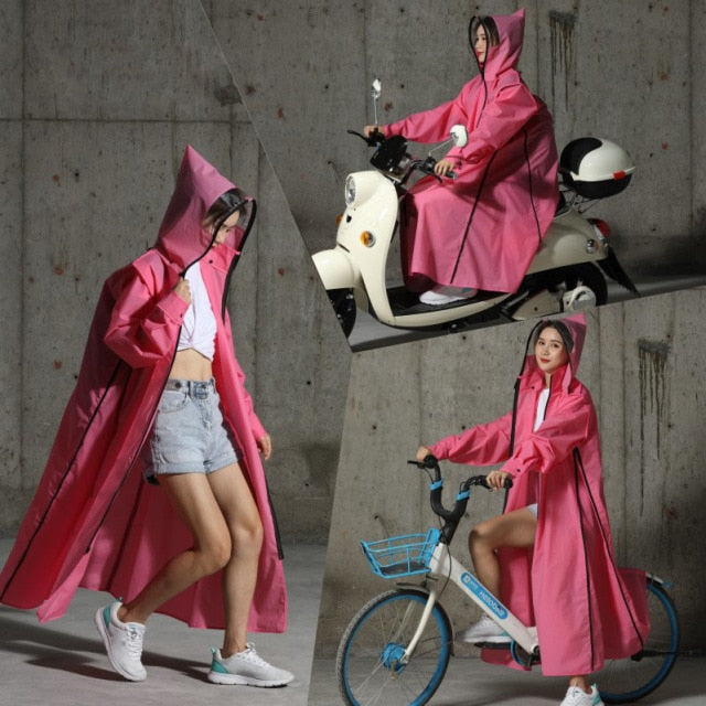 2021 Hot Sale EVA Raincoat Women/Men Zipper Hooded Poncho Motorcycle Rainwear Long Style Hiking Poncho Environmental Rain Jacket