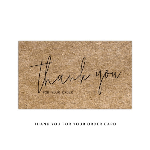 Paquete de 30 unidades de papel Kraft Natural, tarjeta de agradecimiento por su pedido, tarjeta personalizada hecha a mano para etiquetas de decoración de regalo de pequeñas empresas