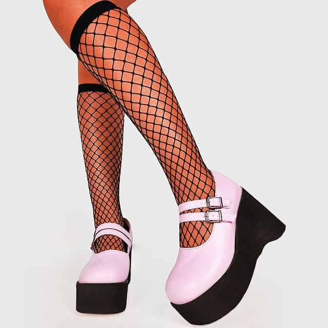 DORATASIA marca nueva mujer Lolita lindo Mary Janes bombas plataforma cuñas tacones altos mujeres bombas dulce gótico Punk zapatos mujer