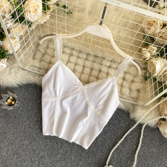 Camis For Women Camisole New Sexy Female Crop Tops Lace Backless Tank Top Woman Cute  Vest Elegant French Chic Clothes