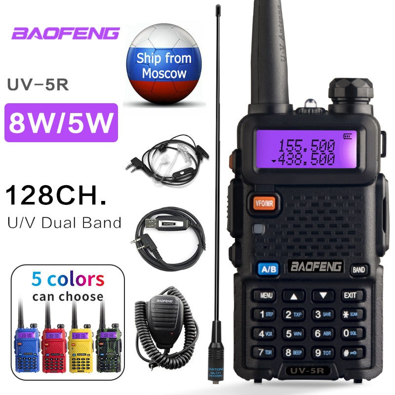 BaoFeng UV 5R Walkie Talkie estación de Radio Comunicador UV-5R HAM transceptor intercomunicador de doble banda Walkie Talkie de mano UV82