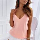 Verano 2021 Sexy cuello en V sin mangas Blusa camisa mujer elegante sólido suelto ahueca hacia fuera Tops nueva señora fuera del hombro de talla grande Blusa