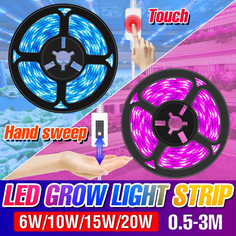 Luz LED de cultivo USB espectro completo tira de luz LED de crecimiento 0,5 m 1m 2m 3m lámpara LED para plantas DC5V cinta de lámpara de invernadero de flores de semillas fito