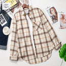 2021 Plaid Shirts Women Top And Blouses Long Sleeve Oversized Cotton Ladies Casual Blusas One Pocket Loose Female Checked Shirt