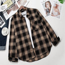 2021 Plaid Shirts Women Top And Blouses Long Sleeve Oversized Cotton Ladies Casual Blusas One Pocket Loose Female Checked Shirt