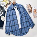 2021 Plaid Shirts Women Top And Blouses Long Sleeve Oversized Cotton Ladies Casual Blusas One Pocket Loose Female Checked Shirt
