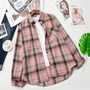 2021 Plaid Shirts Women Top And Blouses Long Sleeve Oversized Cotton Ladies Casual Blusas One Pocket Loose Female Checked Shirt