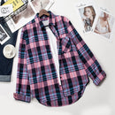 2021 Plaid Shirts Women Top And Blouses Long Sleeve Oversized Cotton Ladies Casual Blusas One Pocket Loose Female Checked Shirt