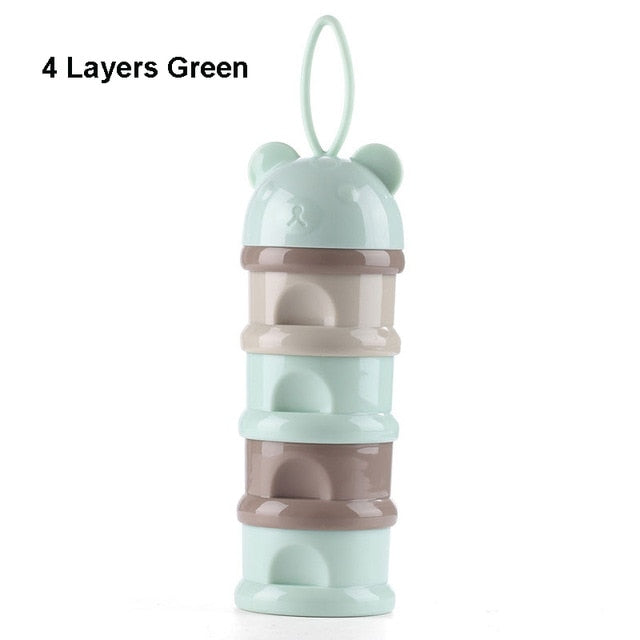3 / 4 layers Bear Style Portable Baby Food Storage Box Essential Cereal Cartoon Infant Milk Powder Box Toddle Snacks Container