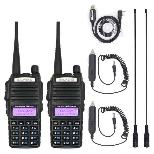 2 unids/lote BaoFeng UV-82 Walkie Talkie 136-174 MHz y 400-520 MHz Radio bidireccional UV82 FM transceptor Ham Radio