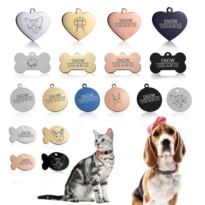 Neue Katze Hund ID Tag Custom Free Gravur Personalisiertes Hundehalsband Pet Charm Name Anhänger Knochen Halskette Halsband Welpen Zubehör