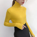 Nuevo jersey de punto blanco de cuello alto para otoño 2018