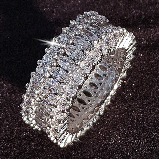 Luxus 925 Sterling Silber Ehering Ewigkeitsring für Frauen Großes Geschenk für Damen Liebe Großhandel Lose Bulk Schmuck R4577