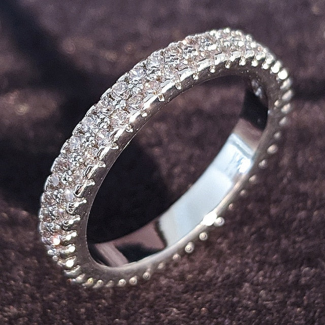 Luxury 925 Sterling Silver Wedding Band Eternity Ring For Women Big Gift For Ladies Love Wholesale Lots Bulk Jewelry R4577