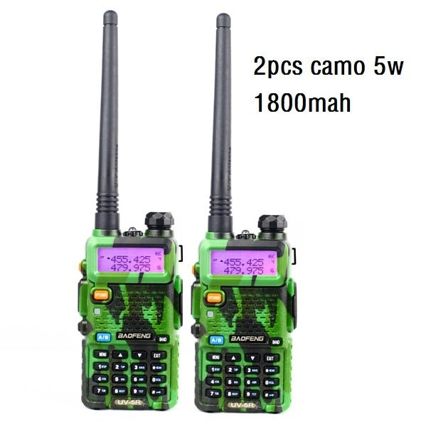 2 uds Walkie Talkie Baofeng uv-5r 5W/8W 1800/3800mAh batería de dos vías radio CB comunicador de radio para ham raido Baofeng uv 5r