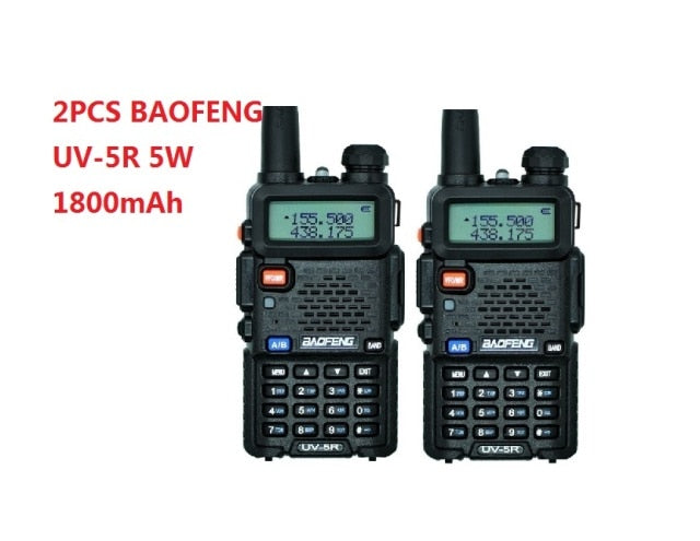 2 uds Walkie Talkie Baofeng uv-5r 5W/8W 1800/3800mAh batería de dos vías radio CB comunicador de radio para ham raido Baofeng uv 5r