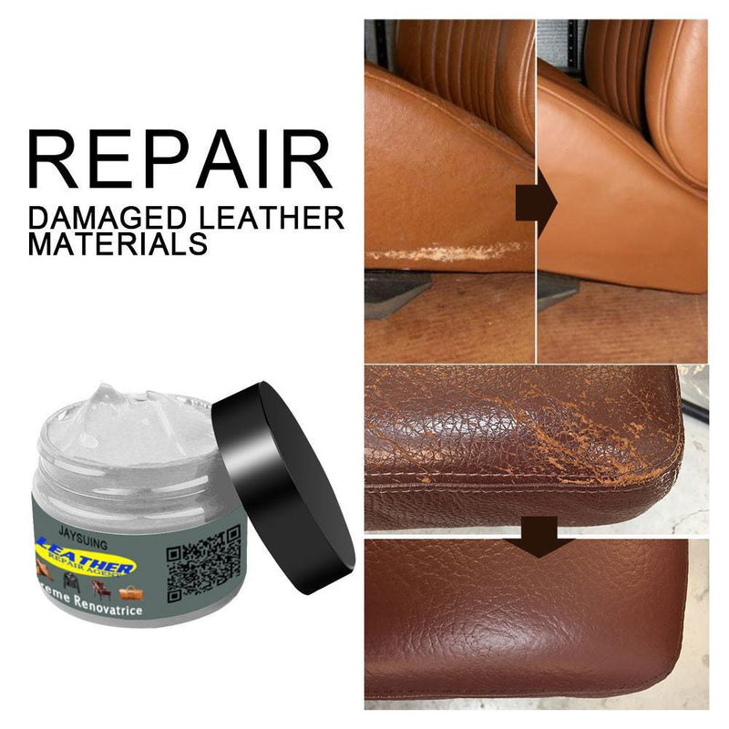 Kit de reparación de vinilo para restauración de cuero de asiento de coche, asiento de coche, sofá, agujeros de cuero, grietas para arañazos, crema de reparación de cuero líquido