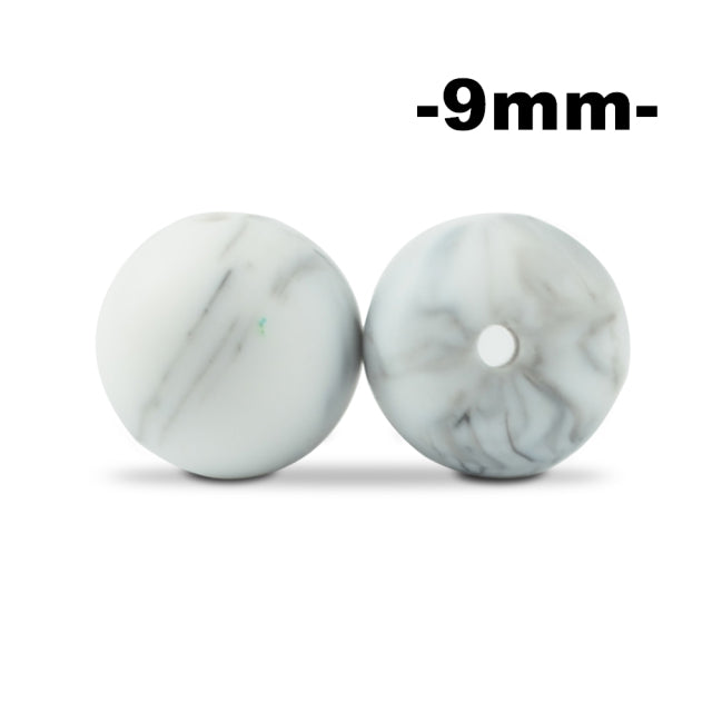 LOFCA 9mm 100 Uds cuentas de dentición de silicona mordedor collar de lactancia para bebé Clip para chupete cuidado bucal libre de BPA grado alimenticio colorido