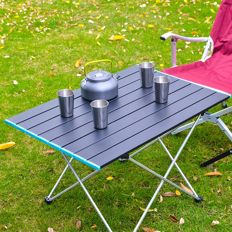 Aluminum Folding Camping Table with Carrying Bag Indoor Outdoor Portable Table Picnic, BBQ, Beach, Hiking, Travel, Fishing Desk