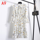 2021 Winter Dress Women Long Sleeve Vintage Dress Chiffon Shirt Vestidos For Ladies Casual Floral Midi Autumn Dresses Polka Dot