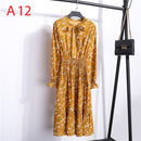 2021 Winter Dress Women Long Sleeve Vintage Dress Chiffon Shirt Vestidos For Ladies Casual Floral Midi Autumn Dresses Polka Dot