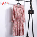 2021 Winter Dress Women Long Sleeve Vintage Dress Chiffon Shirt Vestidos For Ladies Casual Floral Midi Autumn Dresses Polka Dot