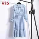 2021 Winter Dress Women Long Sleeve Vintage Dress Chiffon Shirt Vestidos For Ladies Casual Floral Midi Autumn Dresses Polka Dot