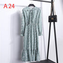 2021 Winter Dress Women Long Sleeve Vintage Dress Chiffon Shirt Vestidos For Ladies Casual Floral Midi Autumn Dresses Polka Dot