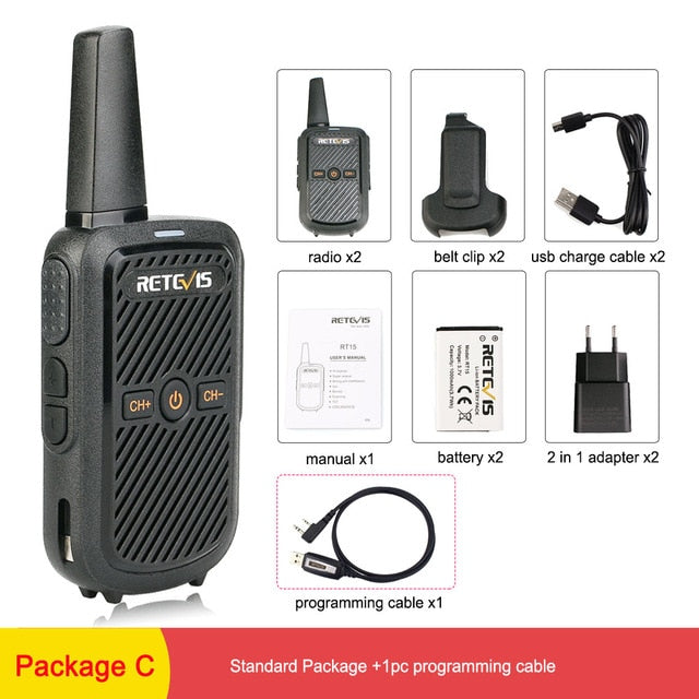 Mini Walkie Talkie 1 or 2 pcs Retevis RT15 Portable Two Way Radio FRS Radio Communicator Walkie-Talkies for hotel Restaurant PTT