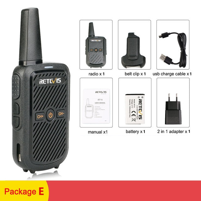 Mini Walkie Talkie 1 or 2 pcs Retevis RT15 Portable Two Way Radio FRS Radio Communicator Walkie-Talkies for hotel Restaurant PTT