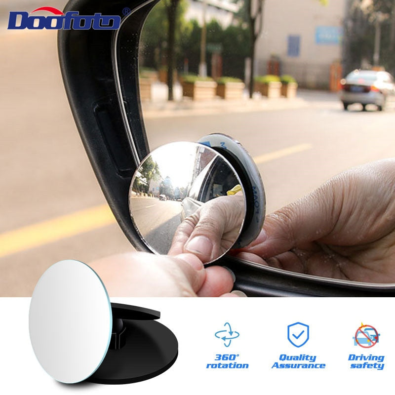 Espejo de punto ciego HD de 360 ​​grados, espejo retrovisor convexo ajustable para coche, espejos sin montura para estacionamiento de vehículos de gran angular inverso para coche