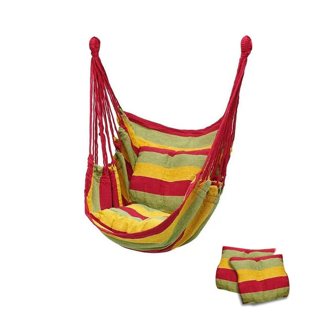 Hängematte, tragbarer Strandstuhl, hängender Seilstuhl, Schaukelstuhl, Sitz für Erwachsene, Kinder, Garten-Hängematte mit Unterstützung für drinnen und draußen