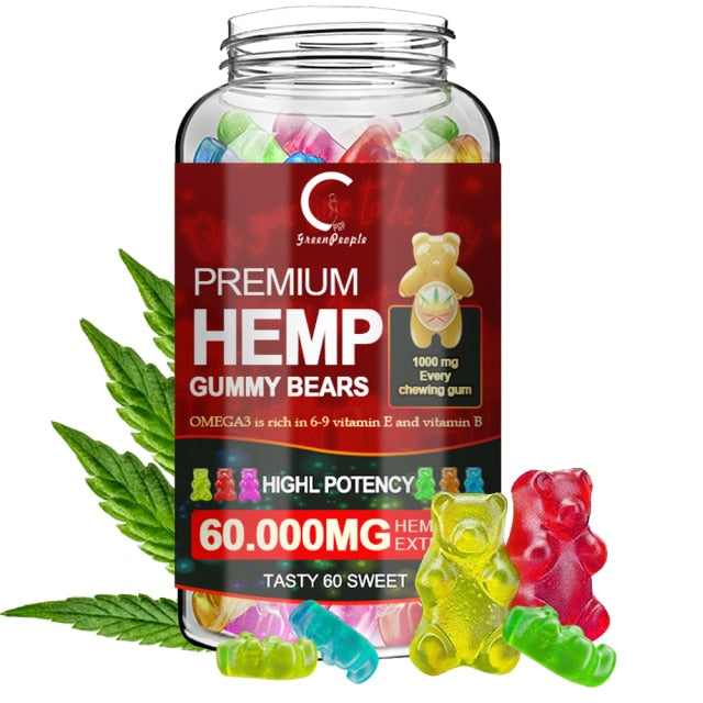 GPGP GreenPeople Bear Hemp Gummies Relieve stress & Anxiety Relief Safe and Natural Bear Fudge Office Snacks /Makeup