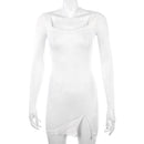 Frauen Winter Kleid Frauen 2021 Neuheiten Sexy Langarm Spitze Split Schwarz Weiß Feste Party Kleider Vestidos