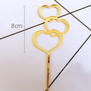 Happy Birthday Love Flag Cake Topper Acrylic Letter Gold Silver Cake Top Flag Decoration for Birthday Party Wedding Supplies