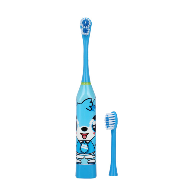 Cepillo de dientes eléctrico sónico para niños con batería, cepillo de dientes blanqueador de dientes de dibujos animados bonitos, cerdas suaves para niños