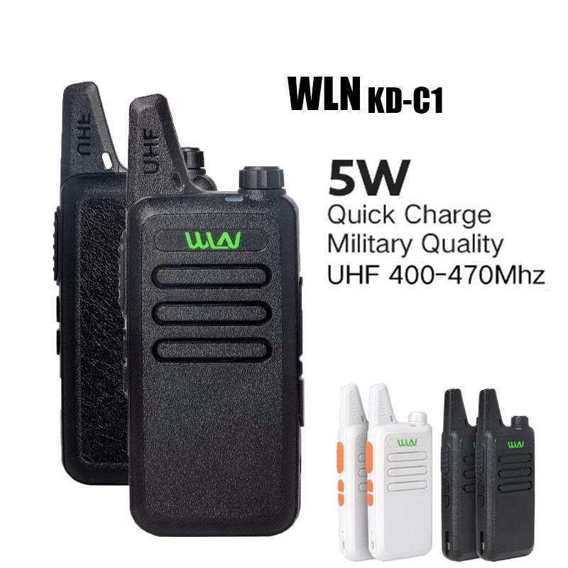 2PCS WLN KD-C1 Walkie Talkie UHF 400-470 MHz 5W Power 16 Channel Kaili MINI handheld Transceiver C1 Two Way Radio