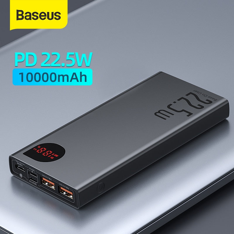 Baseus Power Bank 10000mAh con 20W PD Powerbank de carga rápida Cargador de batería portátil PoverBank para iPhone 12Pro Xiaomi Huawei