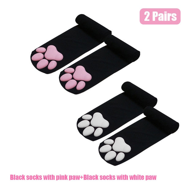 New Cat Paw Socks for Women Girls Kawaii 3D Cat Claw Toe Beanies Cute Gift Lolita PawPads Cosplay Cat Paw Pad Thigh High Socks