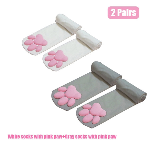 Neue Katzenpfoten-Socken für Frauen Mädchen Kawaii 3D-Katzenkrallen-Zehen-Mützen, süßes Geschenk, Lolita PawPads, Cosplay-Katzenpfotenauflage, Oberschenkelhohe Socken