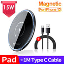 Essager 15W Qi Magnetic Wireless Charger For iPhone 12 11 Pro Xs Max X Induction Fast Wireless Charging Pad For Samsung Xiaomi