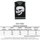 Rapcopter Y2K Sweaters Skulls Pullovers V Neck Knitwear Loose Casual Knitted Tops Women Streetwear Retro Tops Blue 2020 Autumn