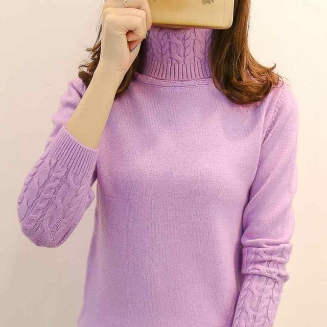 Women Sweater Turtleneck Pullovers Autumn Winter Sweaters New 2021 long sleeve Thick Warm Female Sweater Khaki