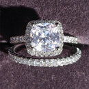 925 Sterling Silver luxury bold big wedding Rings set for bridal Women Engagement african finger christmas gift Jewelry R4428