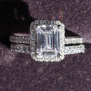 925 Sterling Silver luxury bold big wedding Rings set for bridal Women Engagement african finger christmas gift Jewelry R4428