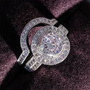 925 Sterling Silver luxury bold big wedding Rings set for bridal Women Engagement african finger christmas gift Jewelry R4428