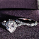 925 Sterling Silver luxury bold big wedding Rings set for bridal Women Engagement african finger christmas gift Jewelry R4428