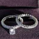 925 Sterling Silver luxury bold big wedding Rings set for bridal Women Engagement african finger christmas gift Jewelry R4428