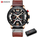 CURREN Casual Sport Watches for Men Blue Top Brand Luxury Military Leather Wrist Watch Man Clock Fashion Chronograph Wristwatch