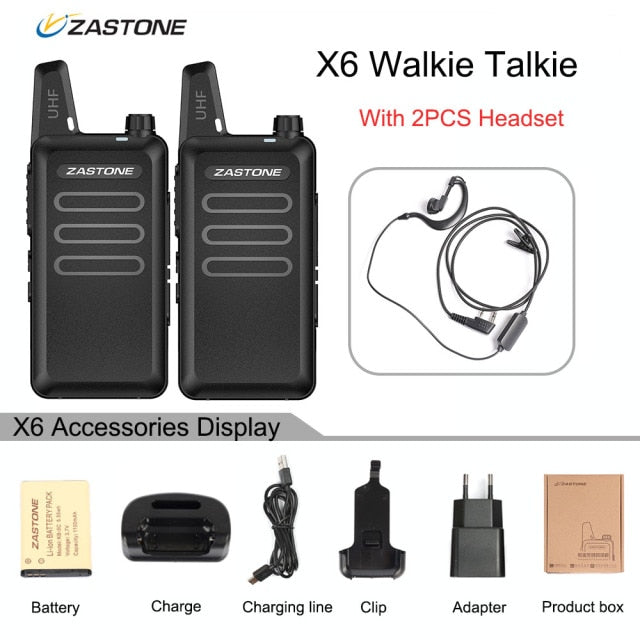 Zastone X6 Mini Walkie Talkie 400-470 UHF Walkie Talkie Portable Handheld Radio Comunicador Two-Way Ham Radio